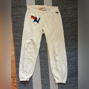 cream aviator nation sweatpants size large
